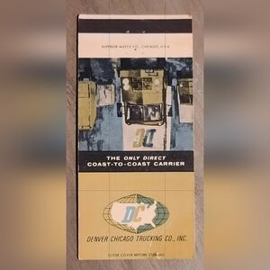 Matchbook Cover The Only Direct Coast-to-Coast Carrier Denver Chicago Trucking